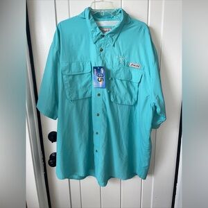 Blue Bimini Bay 3X Fishing Button UP UPF 35 Short Sleeve